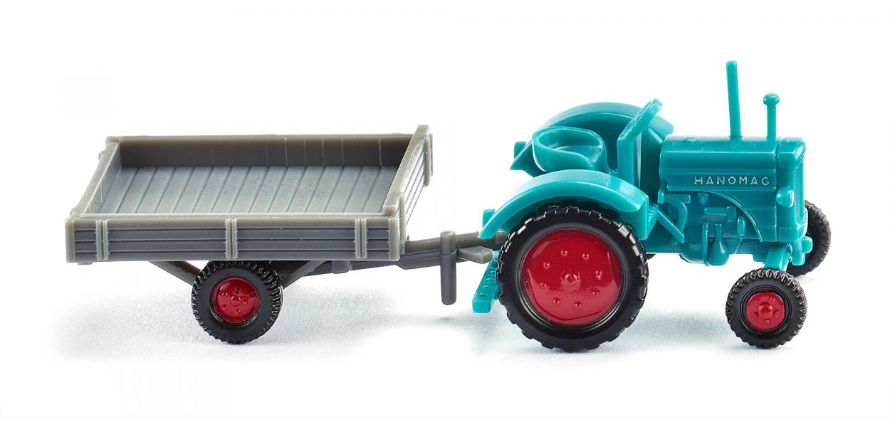 Hanomag R16 met Aanhanger Blauw/Grijs - 1:160
